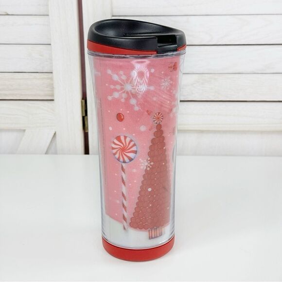 Starbucks Iridescent Hologram Christmas Candy Holiday Tumbler Cup 16oz Pink - Picture 3 of 9